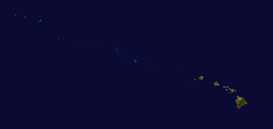 Satellite view of the main Hawaiian Islands chain