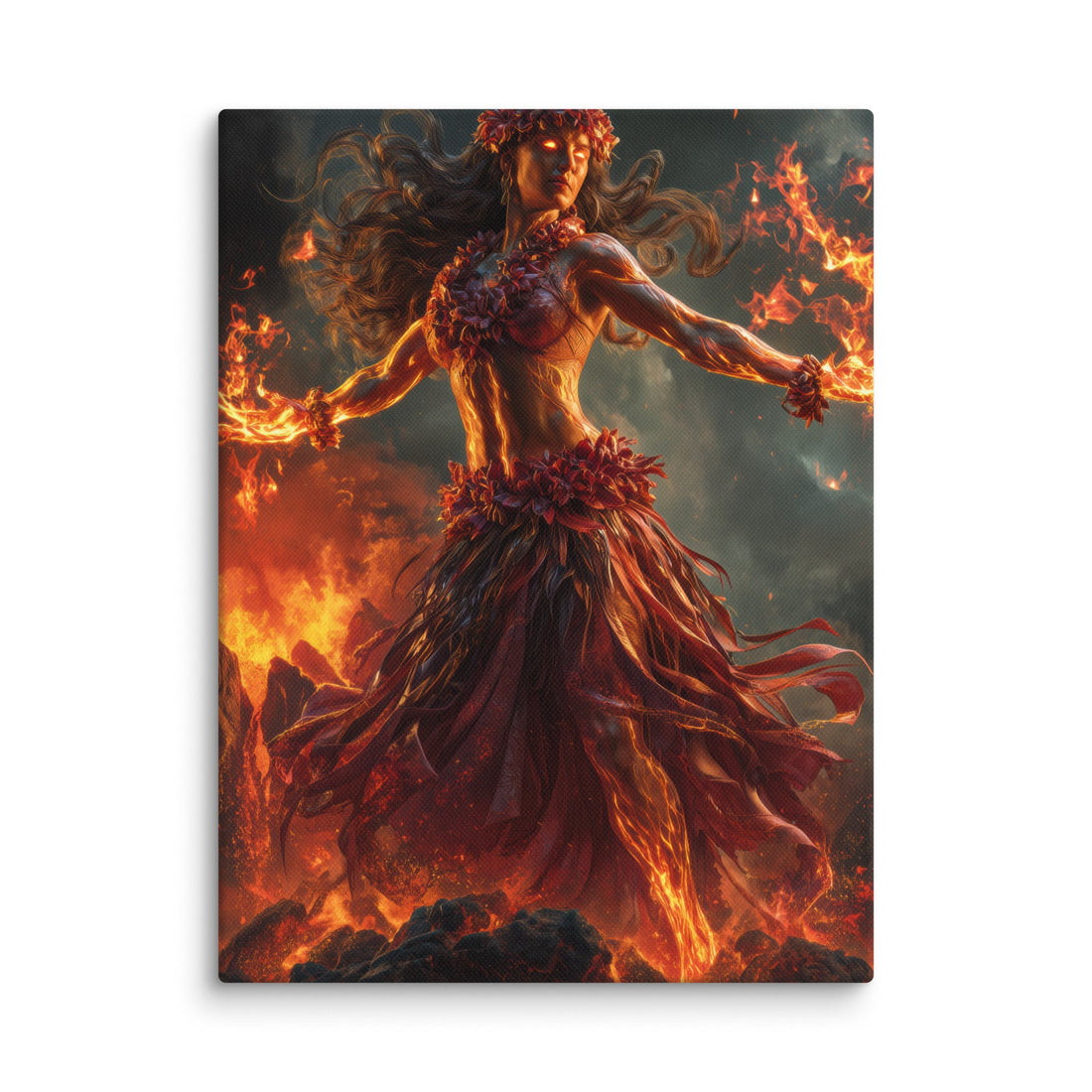Pele Hawaiian volcano goddess canvas wall art — Kīlauea fire deity