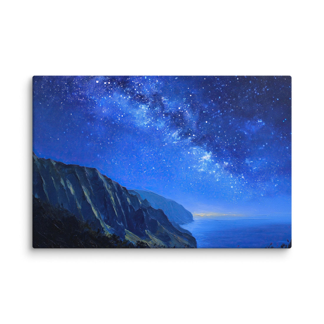 Nā Pali cliffs under the Milky Way, Hawaii landscape canvas wall art of Kauaʻi