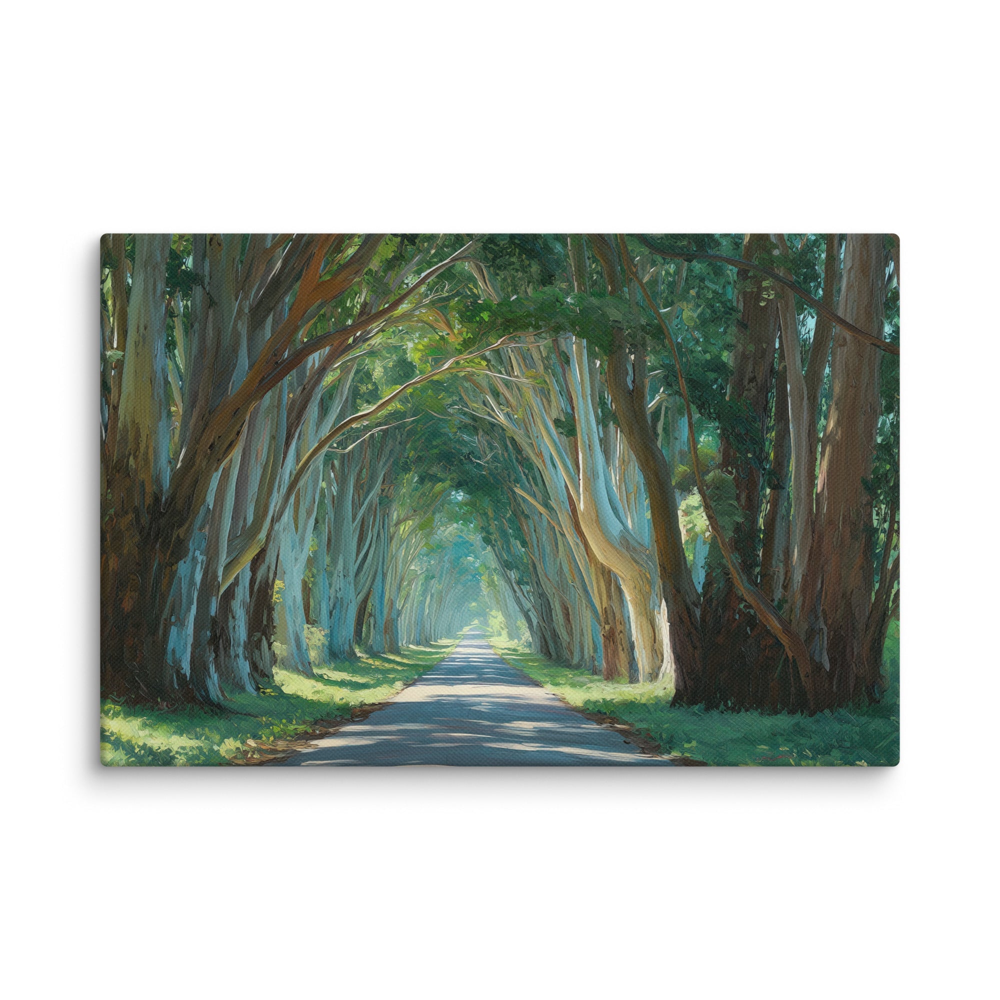 Lush tree-tunnel canvas wall art print, an example of Hawaiian botanical wall art for the home