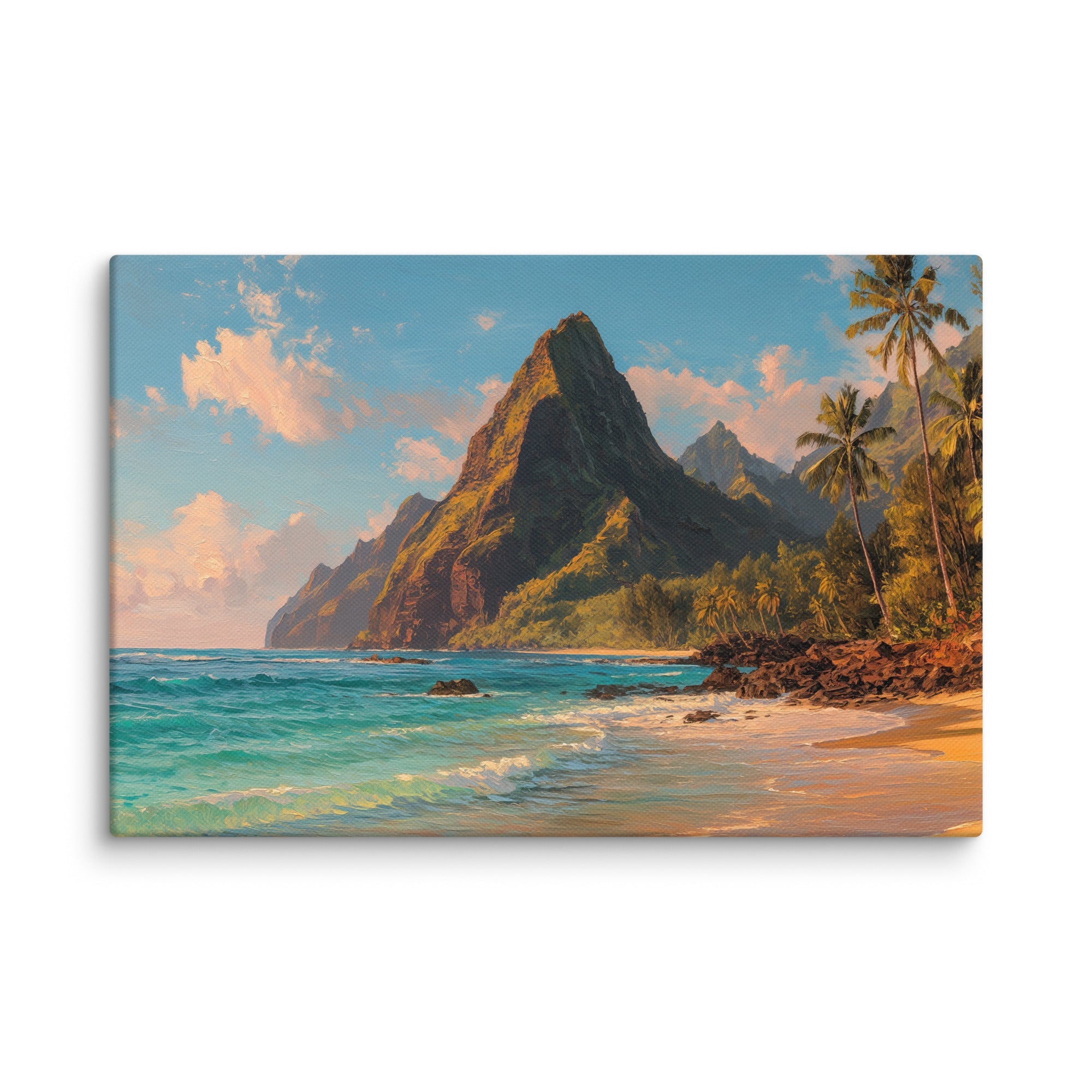 Tunnels Beach Kauaʻi Hawaii oil painting canvas wall art, a Hawaii art gift idea