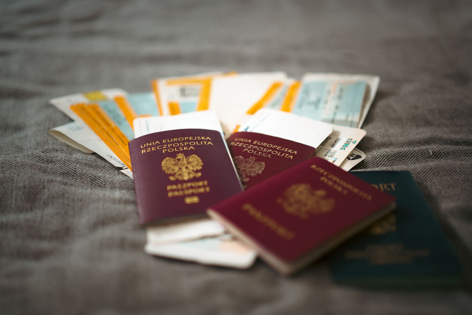 Passports and travel documents packed for a trip to Hawaiʻi