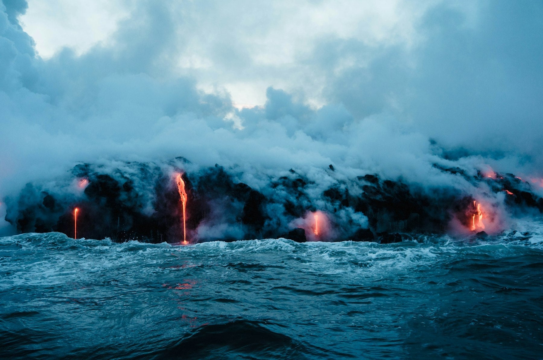Lava from Kīlauea meeting the sea on the Big Island of Hawaiʻi