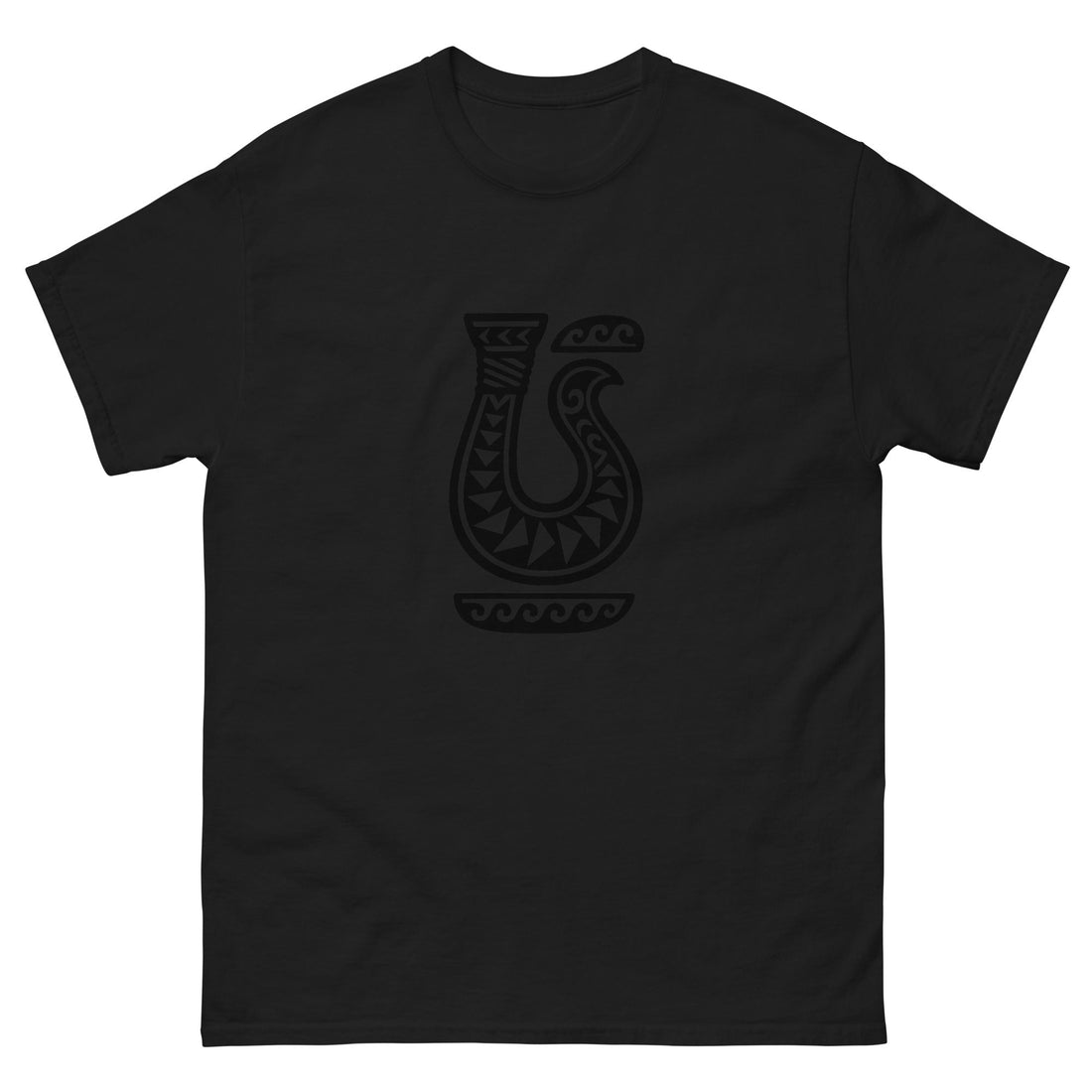 Makau hook Hawaiian kakau tee — niho palaoa fishhook ancient adornment