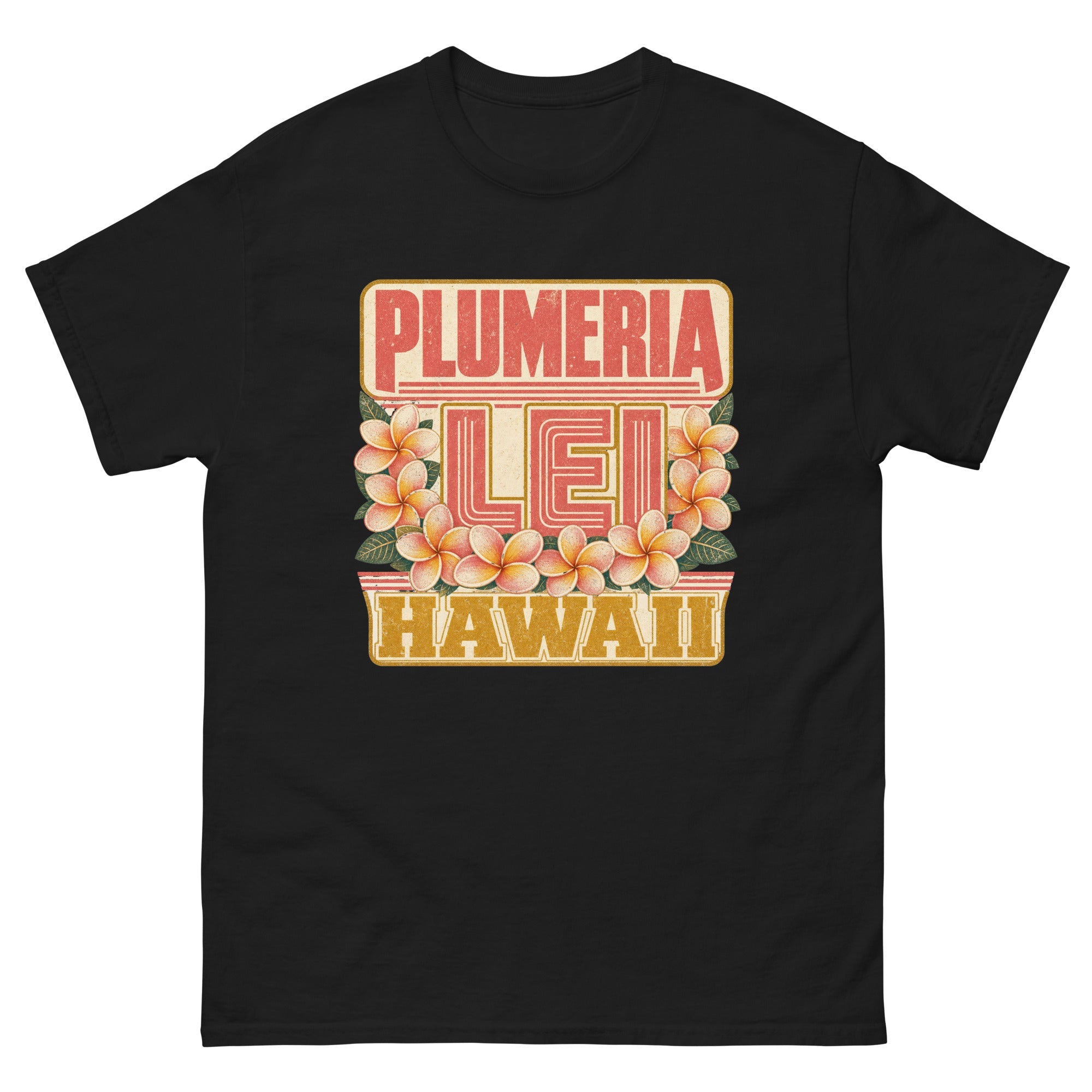 Plumeria lei Hawaiian floral t-shirt, Hawaiian flowers and nature design
