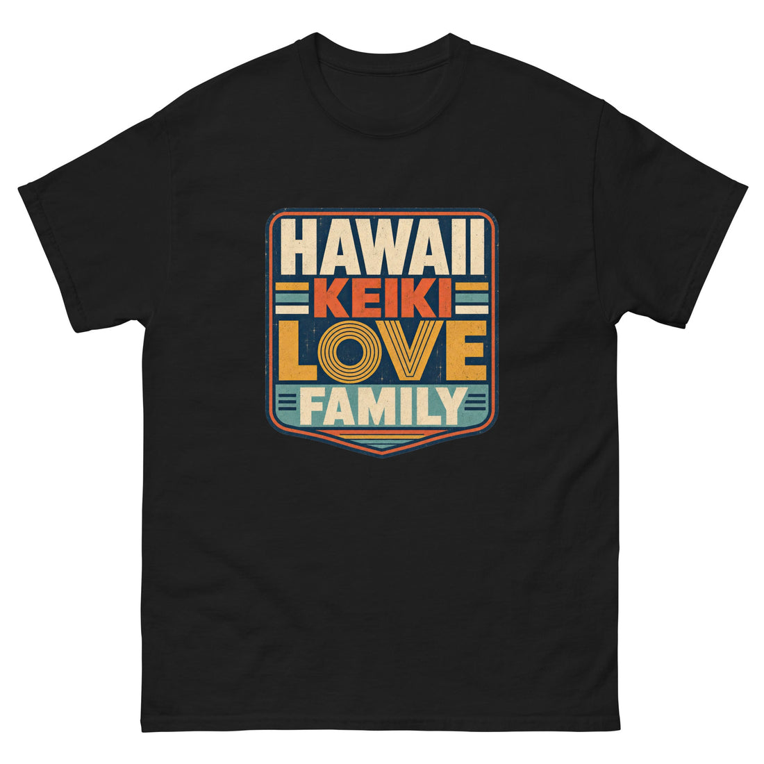 Hawaii Keiki Love family t-shirt celebrating ʻohana, Hawaiian family and aloha