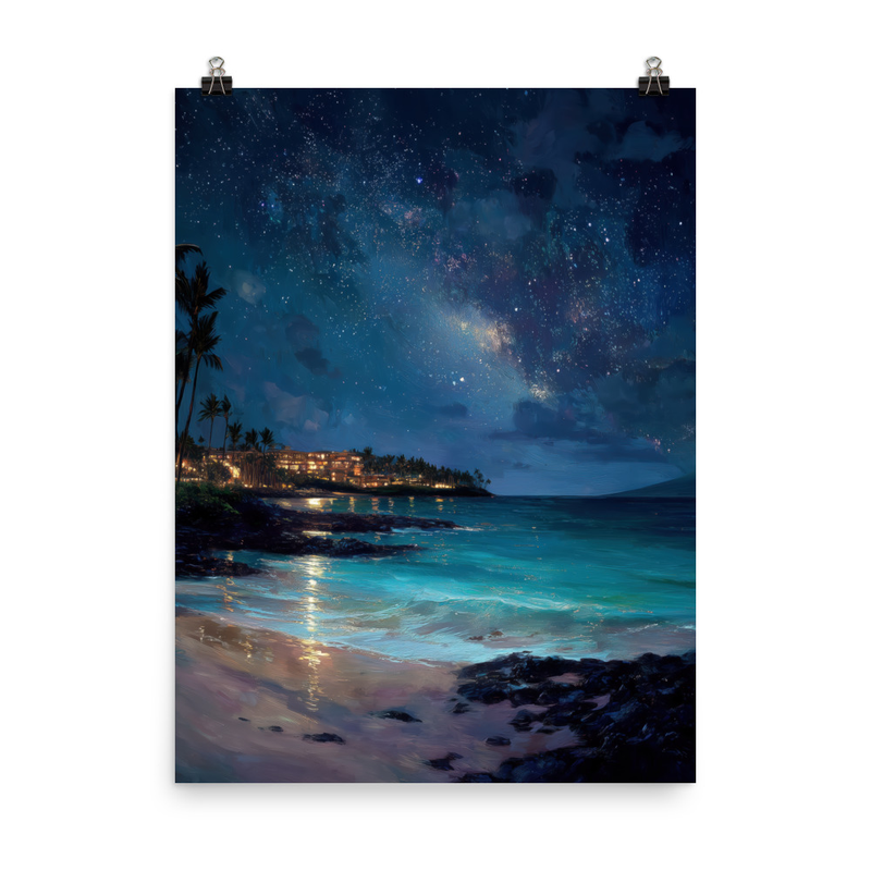 Wailea Beach at Night 3 — 18″×24″ poster mockup