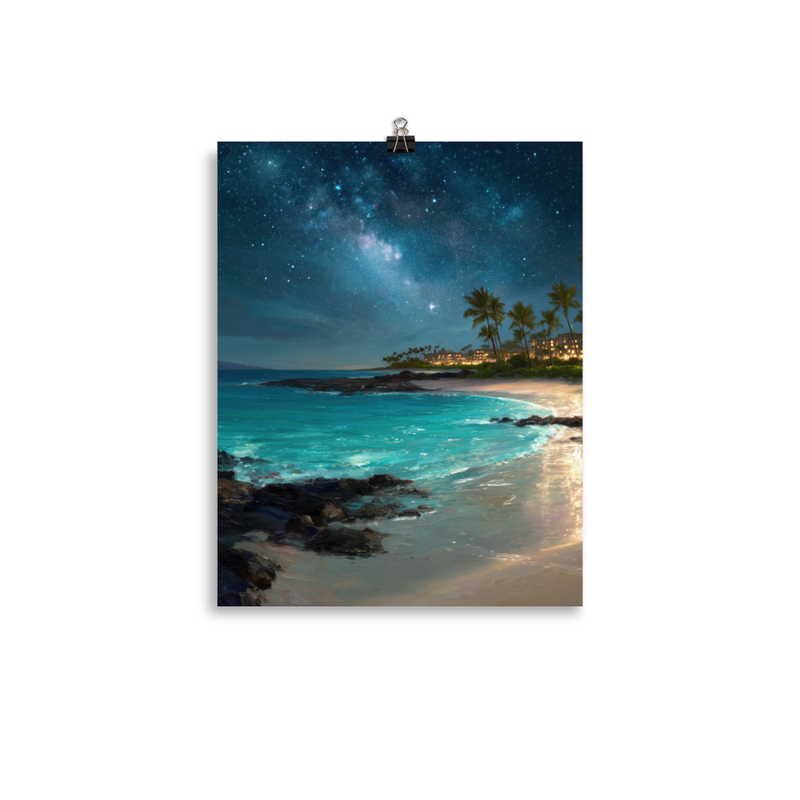 Wailea Beach at Night 2 — 11″×14″ poster mockup