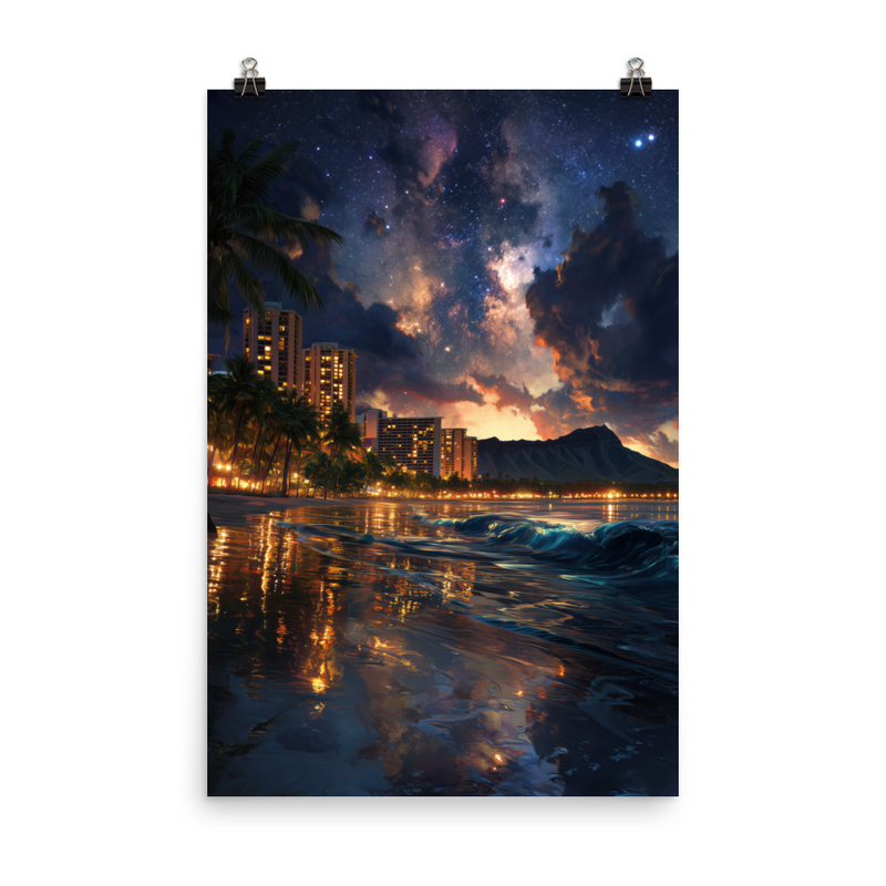Waikiki Beach at Night 2 — 24″×36″ poster mockup