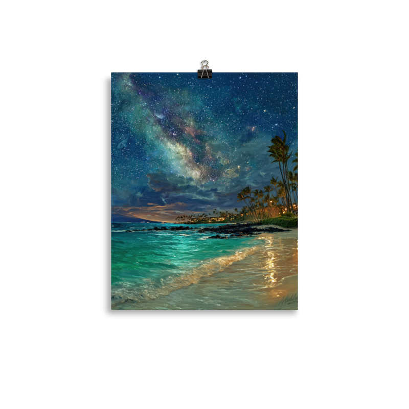 Wailea Beach at Night 4 — 11″×14″ poster mockup