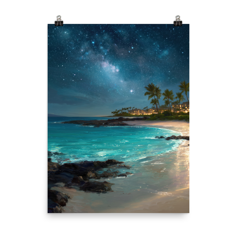 Wailea Beach at Night 2 — 18″×24″ poster mockup