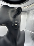 Handmade Lauhala Half Wrap Hoop Earrings with Black or Yellow Shell Pearls, Silver Hawaiian Woven Earrings, Pandanus Leaf Jewelry