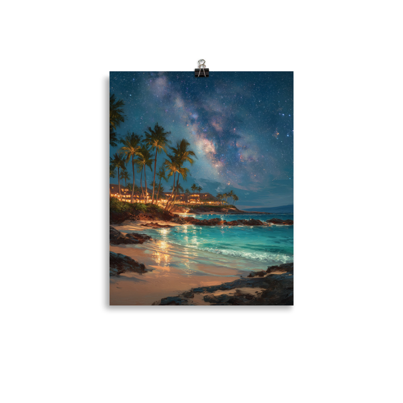 Wailea Beach at Night 1 — 11″×14″ poster mockup