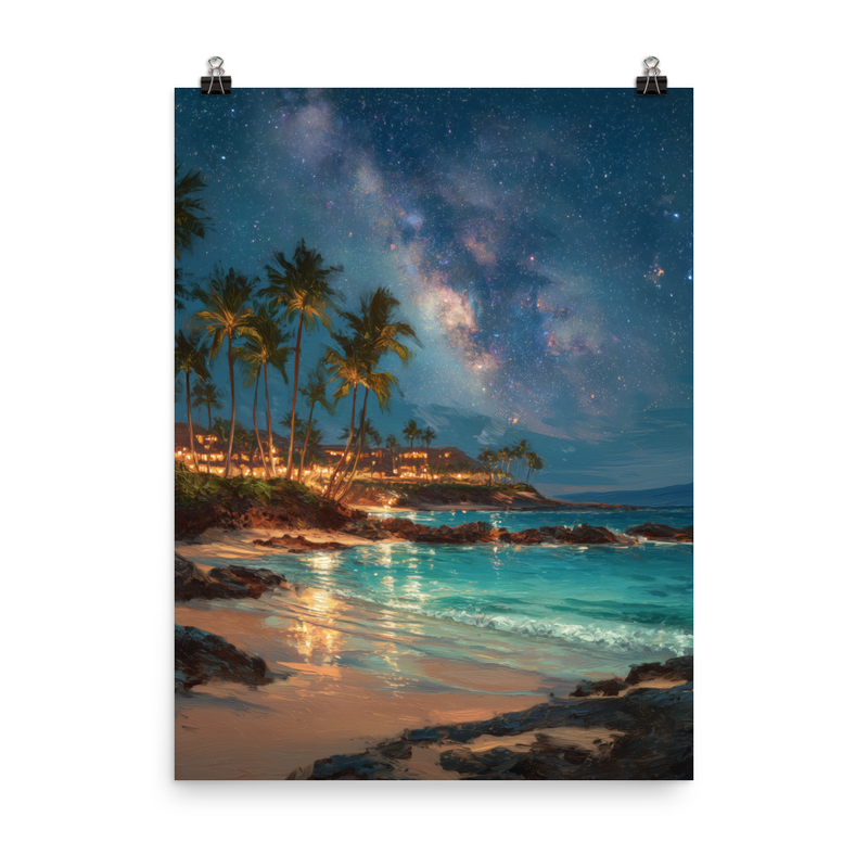 Wailea Beach at Night 1 — 18″×24″ poster mockup
