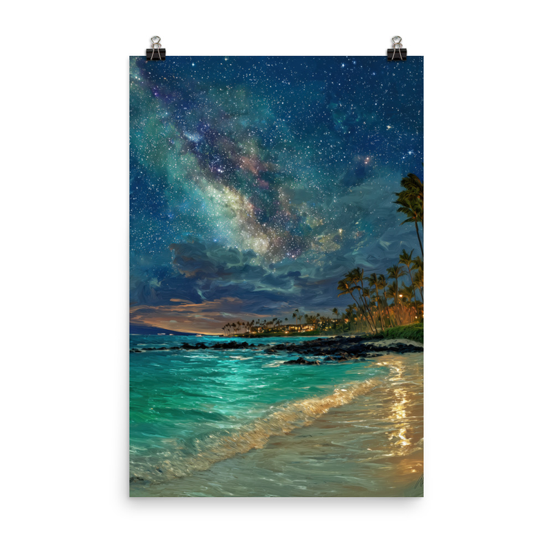 Wailea Beach at Night 4 — 24″×36″ poster mockup