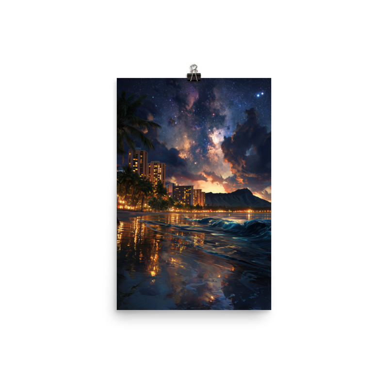 Waikiki Beach at Night 2 — 12″×18″ poster mockup