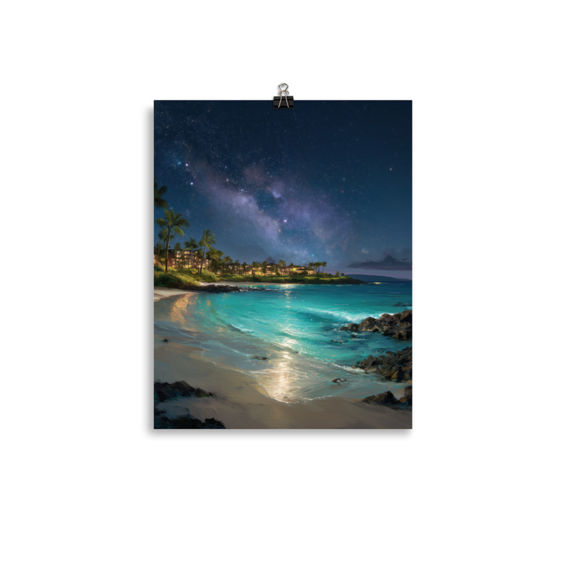 Wailea Beach at Night 5 — 11″×14″ poster mockup