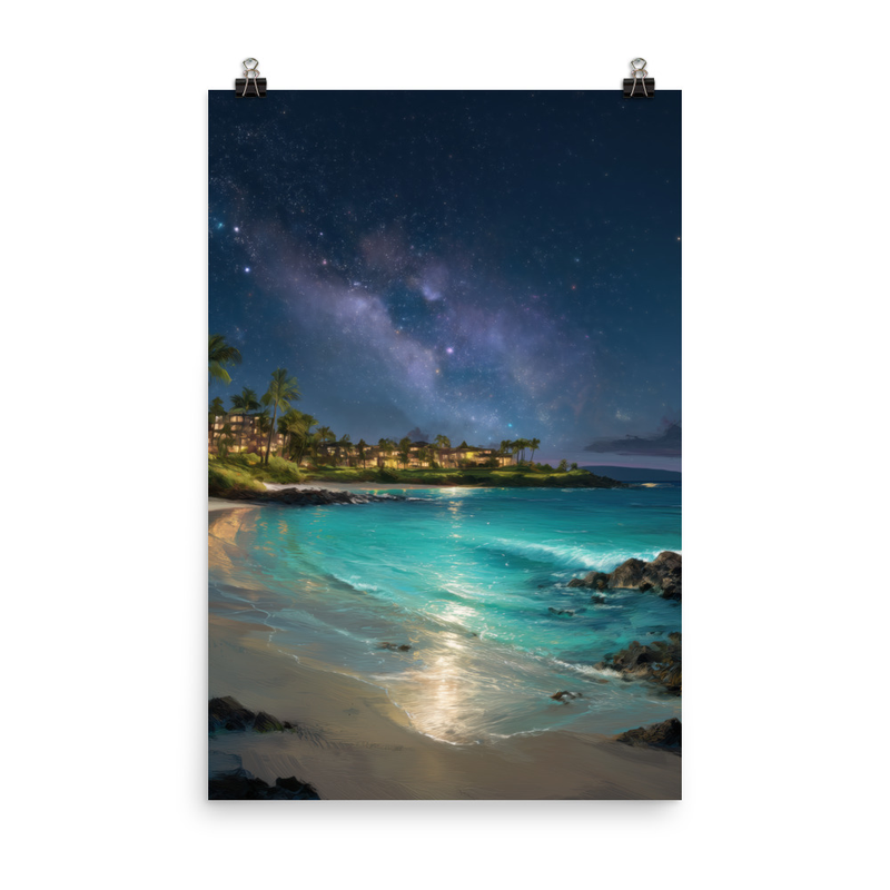 Wailea Beach at Night 5 — 24″×36″ poster mockup