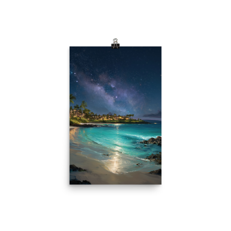 Wailea Beach at Night 5 — 12″×18″ poster mockup
