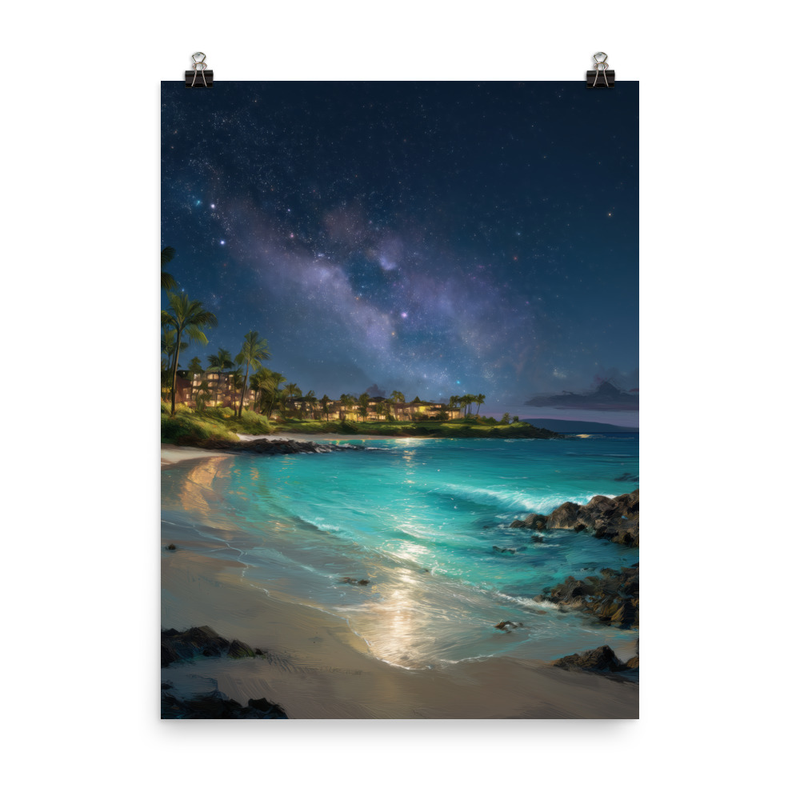 Wailea Beach at Night 5 — 18″×24″ poster mockup
