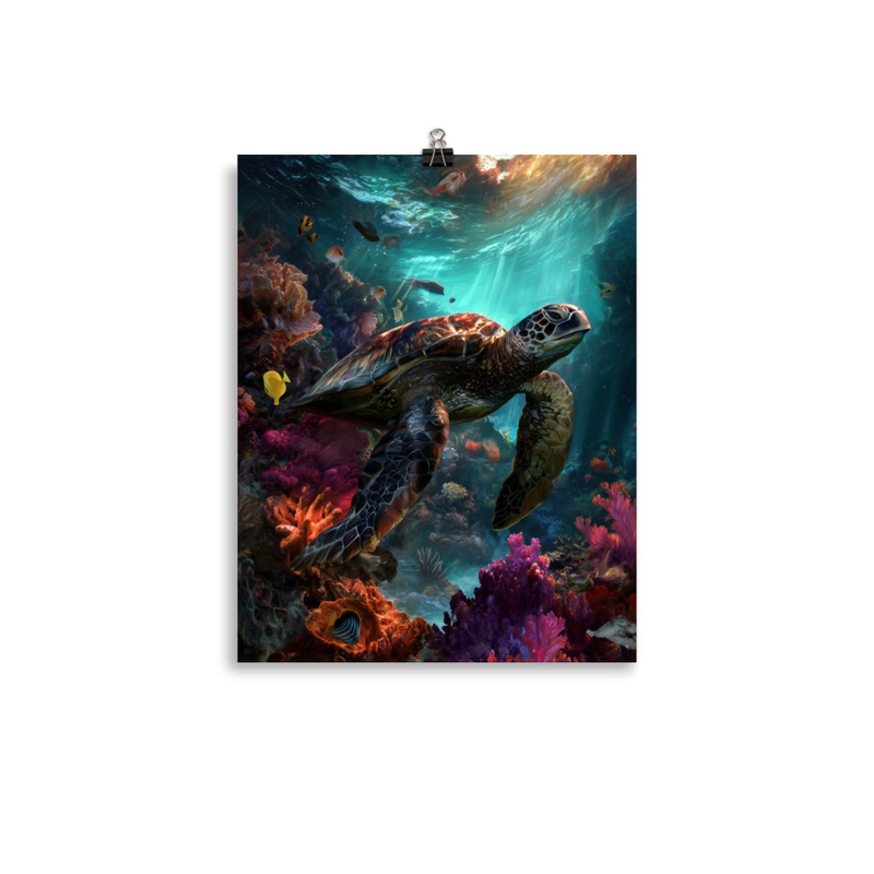 Hawaiian Sea Turtle 2 — 11″×14″ poster mockup