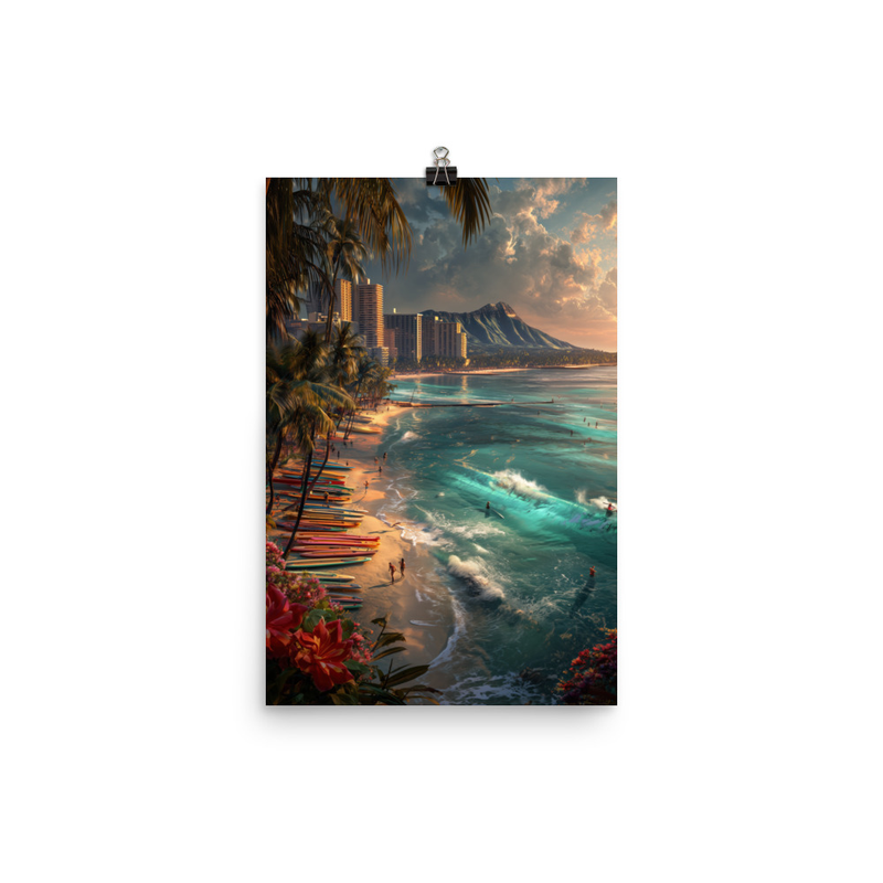 Waikiki Beach 1 — 12″×18″ poster mockup