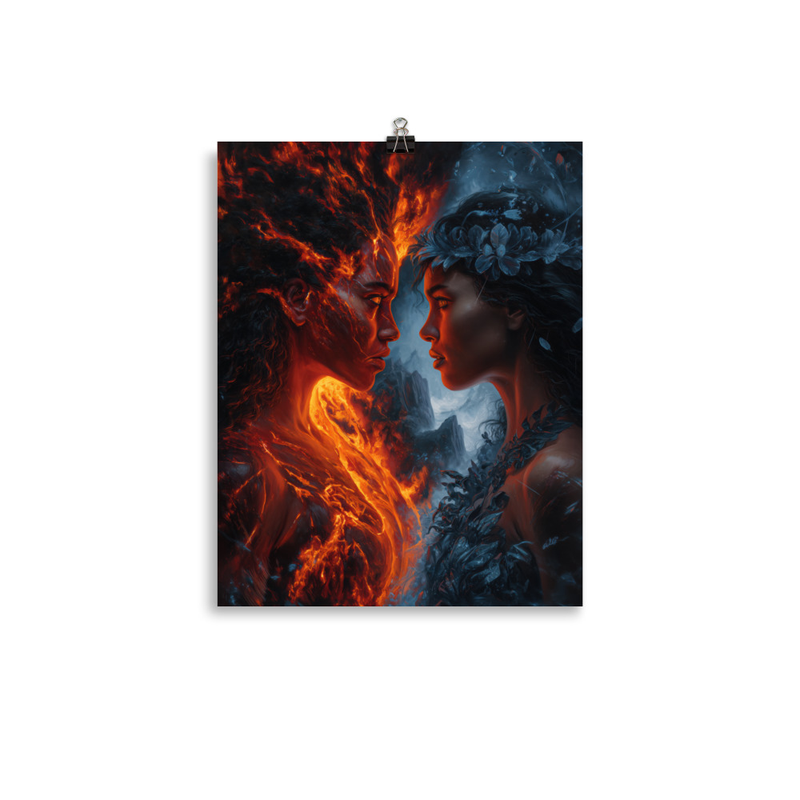 Pele Vs Poliahu 1 — 11″×14″ poster mockup