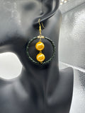 Handmade Double Row Lauhala Hoop Earrings with Shell Pearls, Hawaiian Woven Earrings, Authentic Pandanus Leaf Jewelry