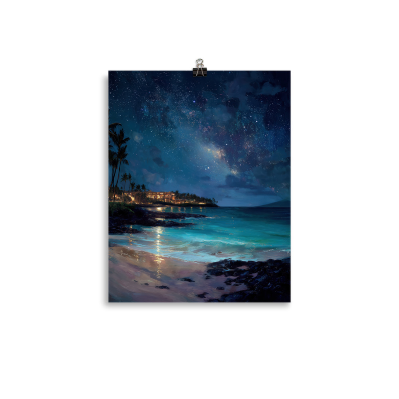 Wailea Beach at Night 3 — 11″×14″ poster mockup