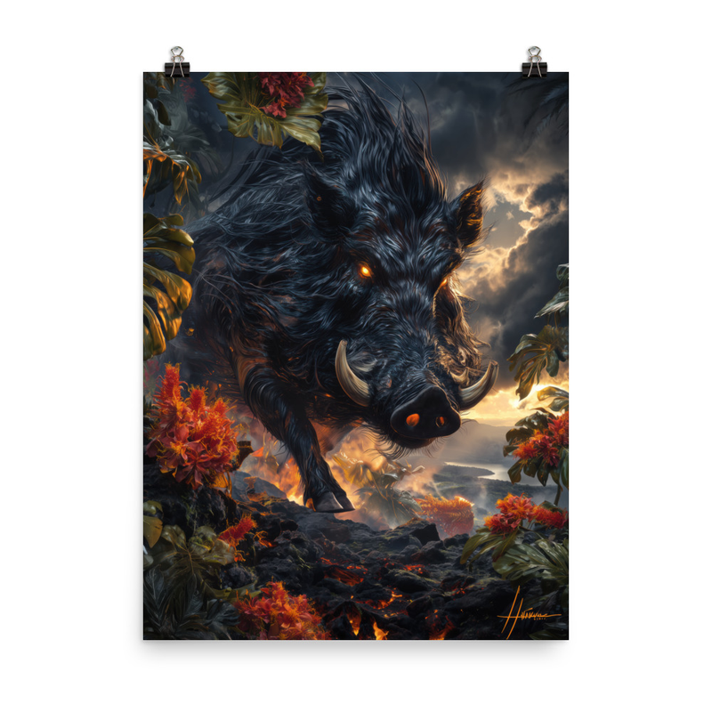 Kamapuaa Pig Form — 18″×24″ poster mockup