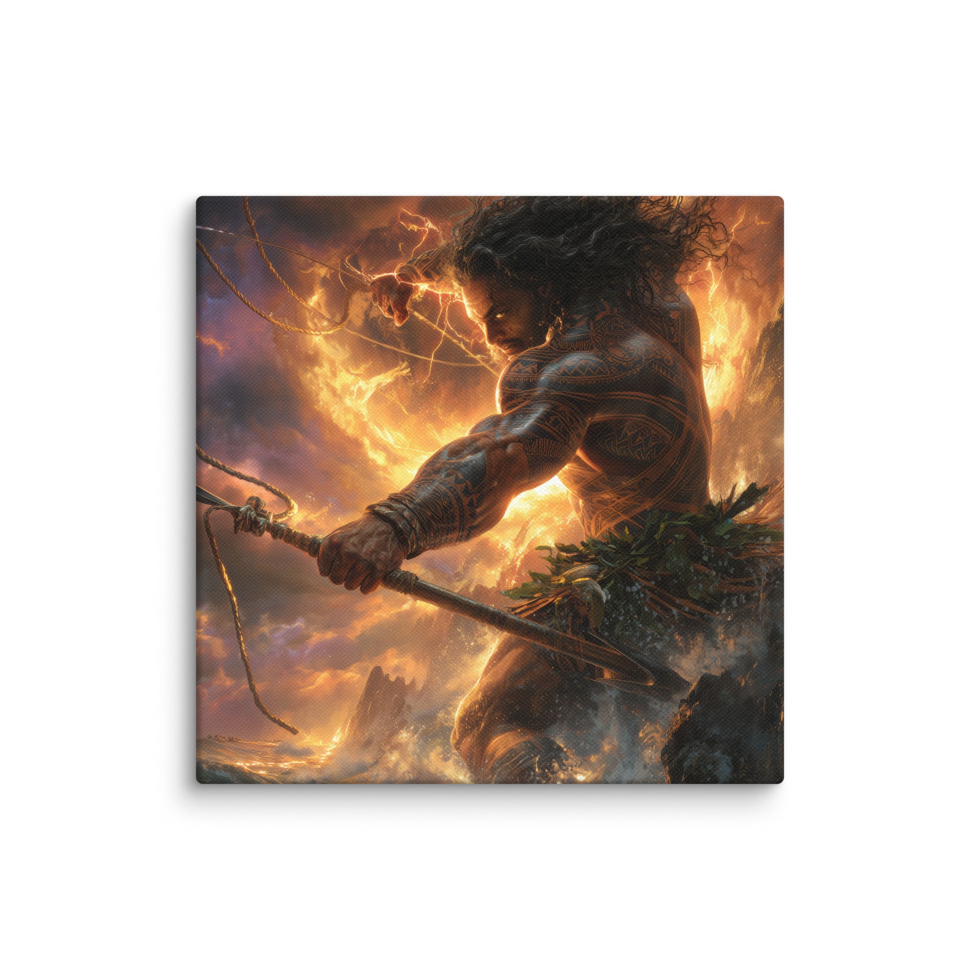 Hawaiian Maui Demigod Hawaiian canvas wall art shown at 10×10 inch size