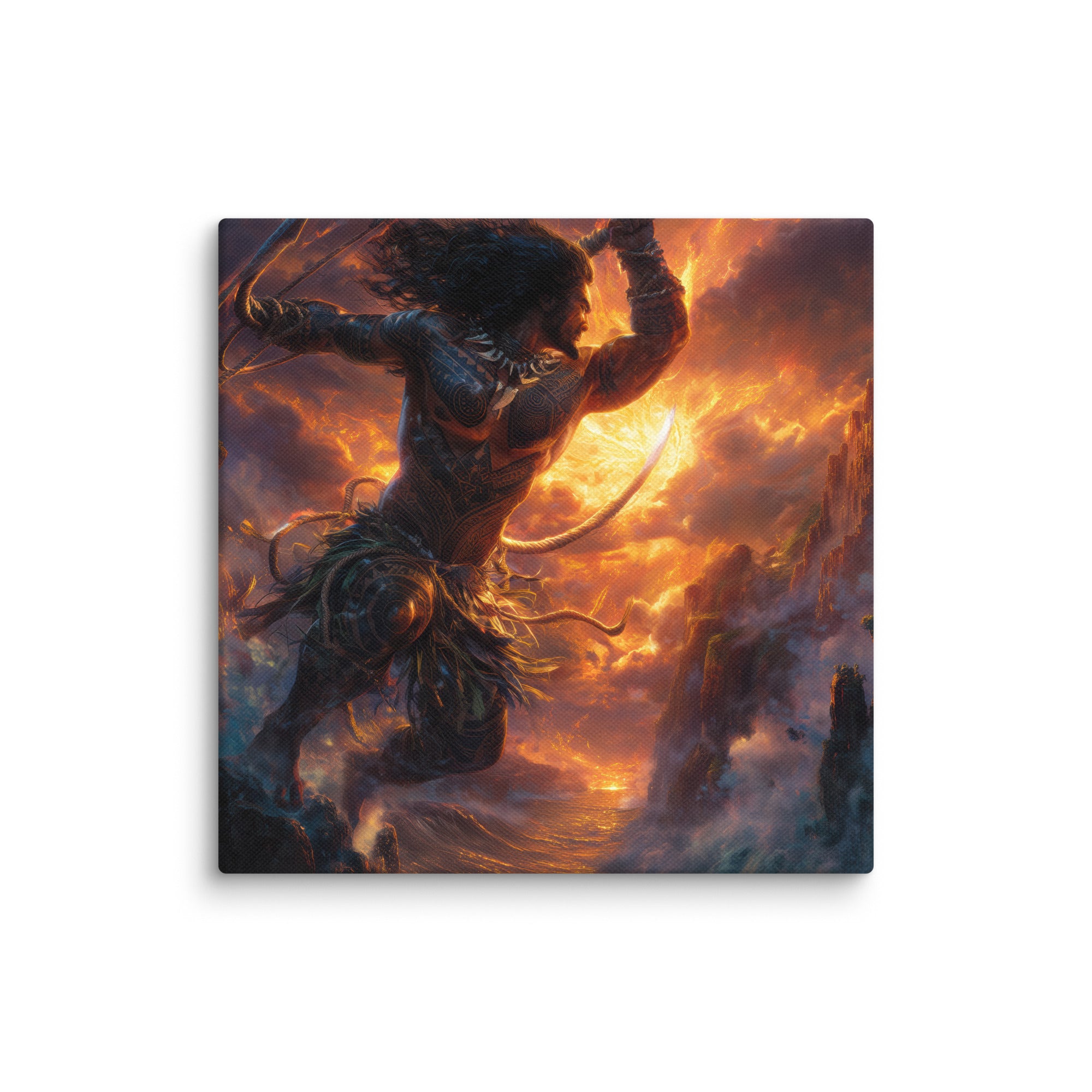 Hawaiian Maui Demigod Hawaiian canvas wall art shown at 10×10 inch size