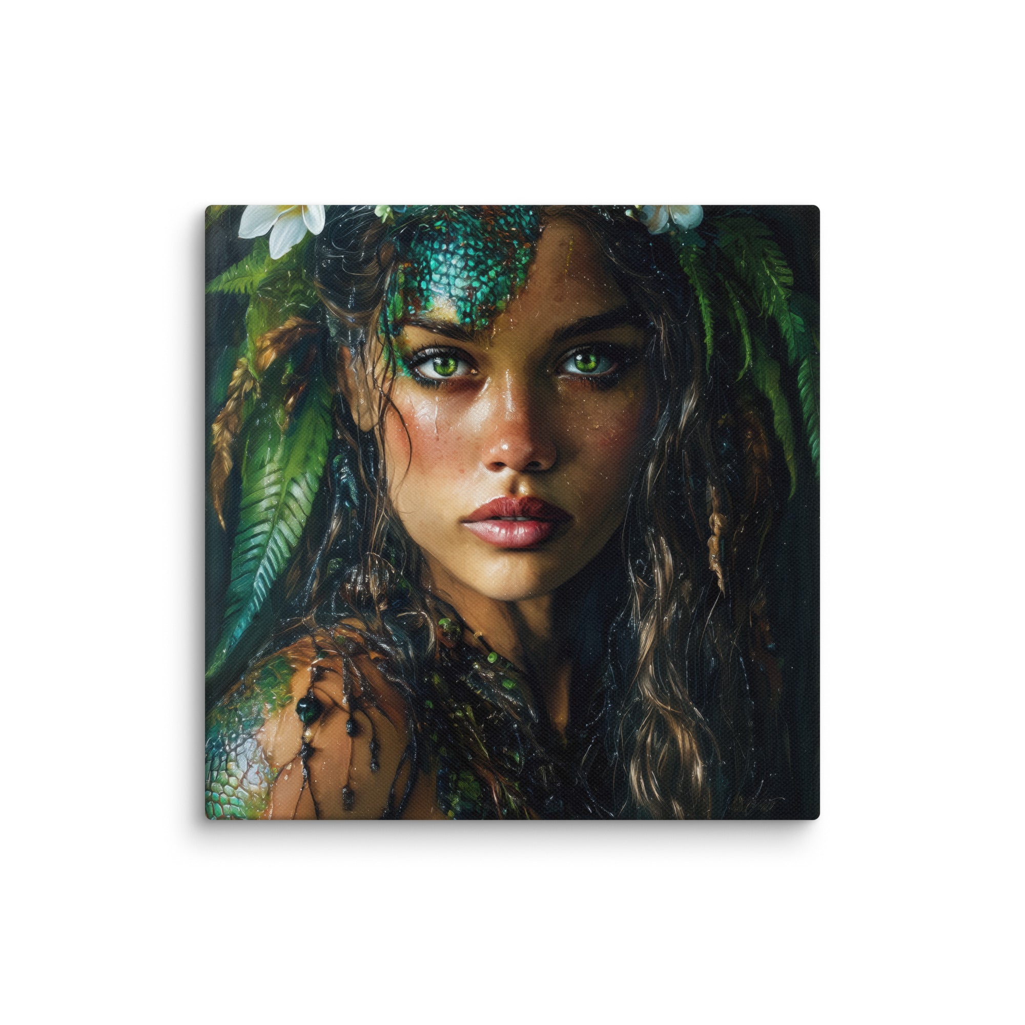 Hawaiian Moo Wahine Hawaiian canvas wall art shown at 10×10 inch size