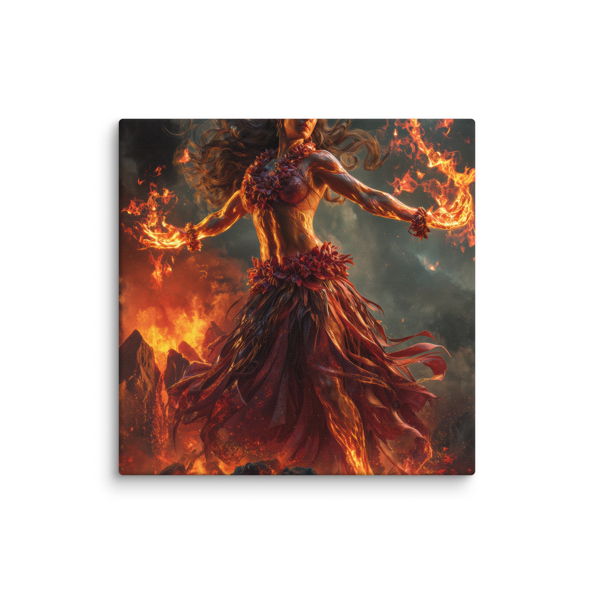 Hawaiian Pele Volcano Goddess Hawaiian canvas wall art shown at 10×10 inch size