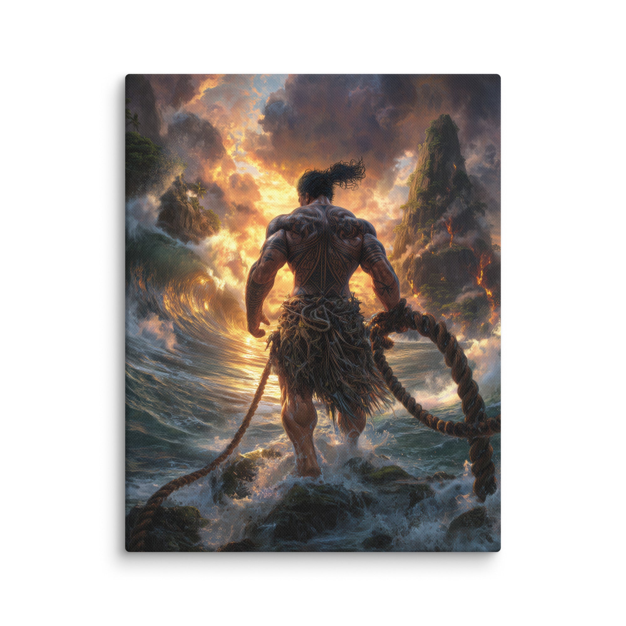 Hawaiian Maui Demigod Hawaiian canvas wall art shown at 11×14 inch size