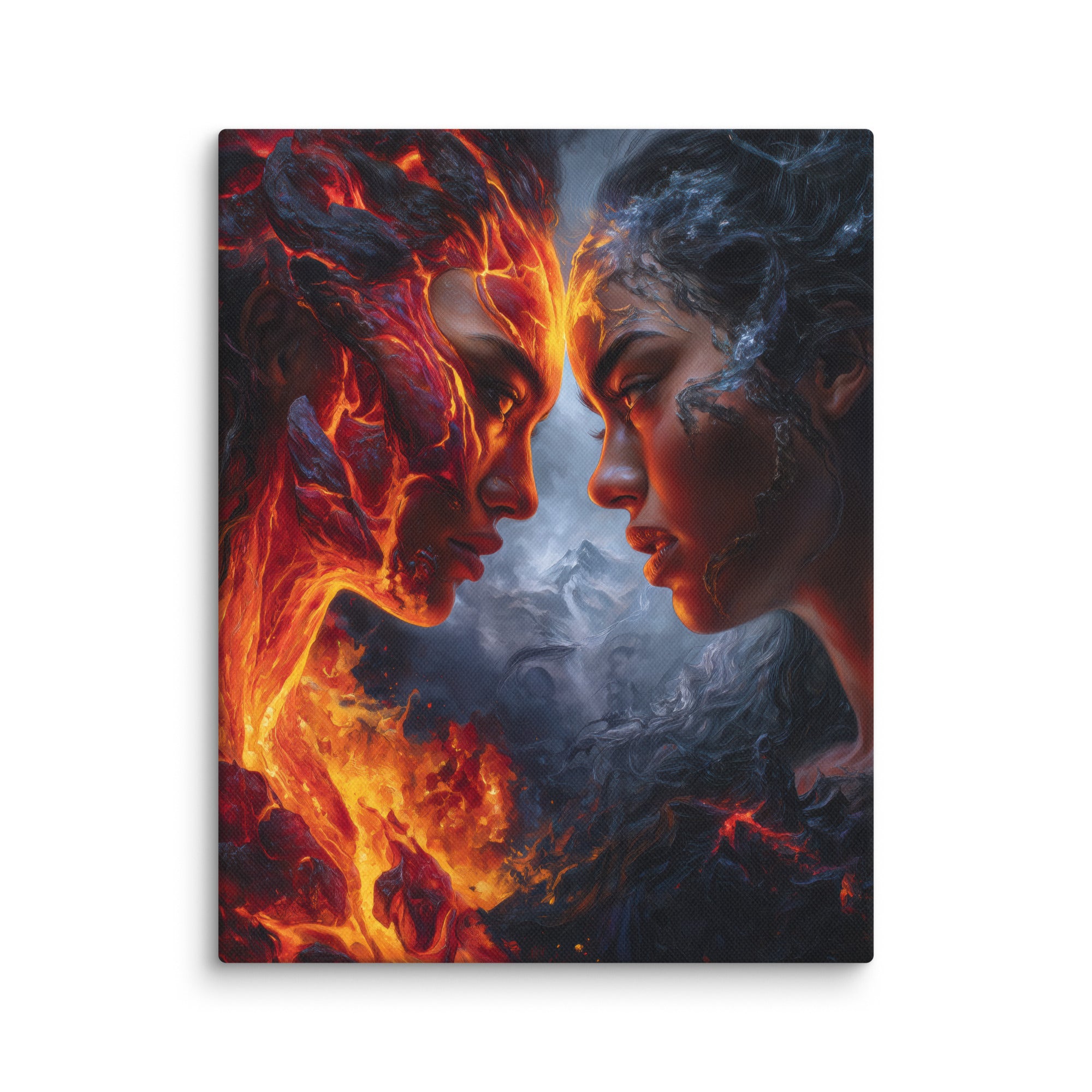 Hawaiian Pele vs Poliahu Hawaiian canvas wall art shown at 11×14 inch size
