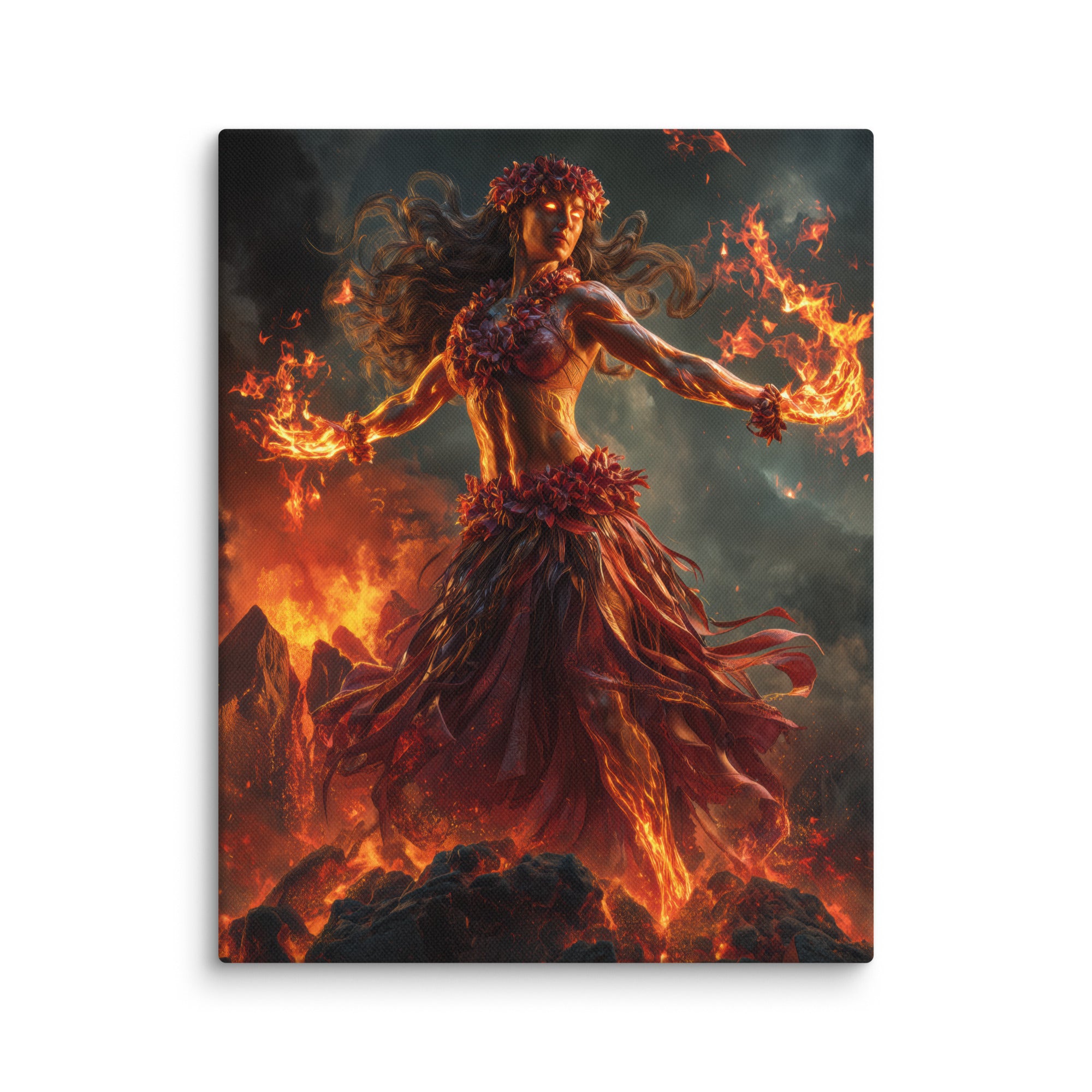 Hawaiian Pele Volcano Goddess Hawaiian canvas wall art shown at 11×14 inch size