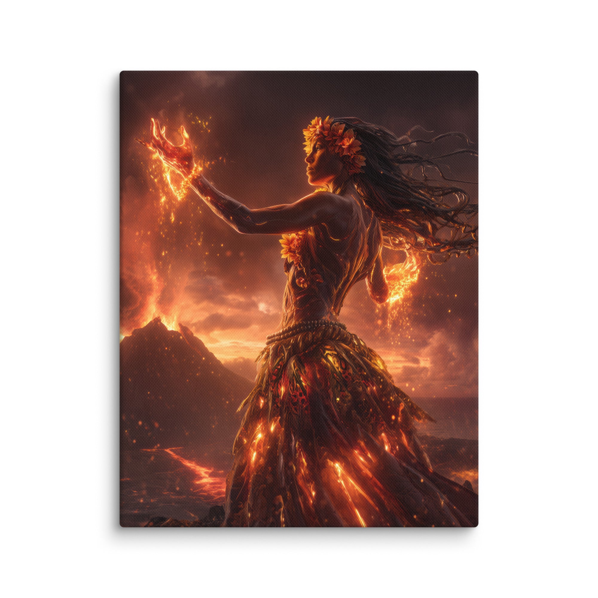 Hawaiian Pele Volcano Goddess Hawaiian canvas wall art shown at 11×14 inch size