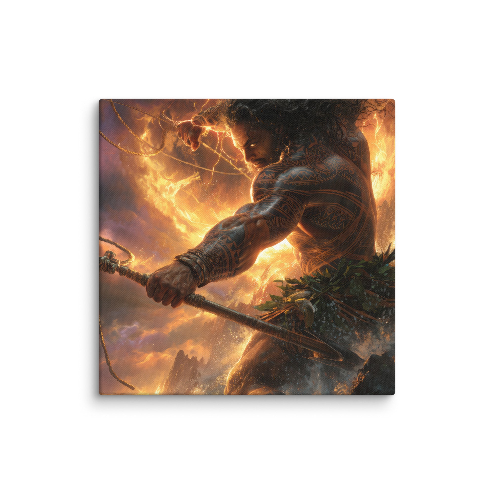 Hawaiian Maui Demigod Hawaiian canvas wall art shown at 12×12 inch size