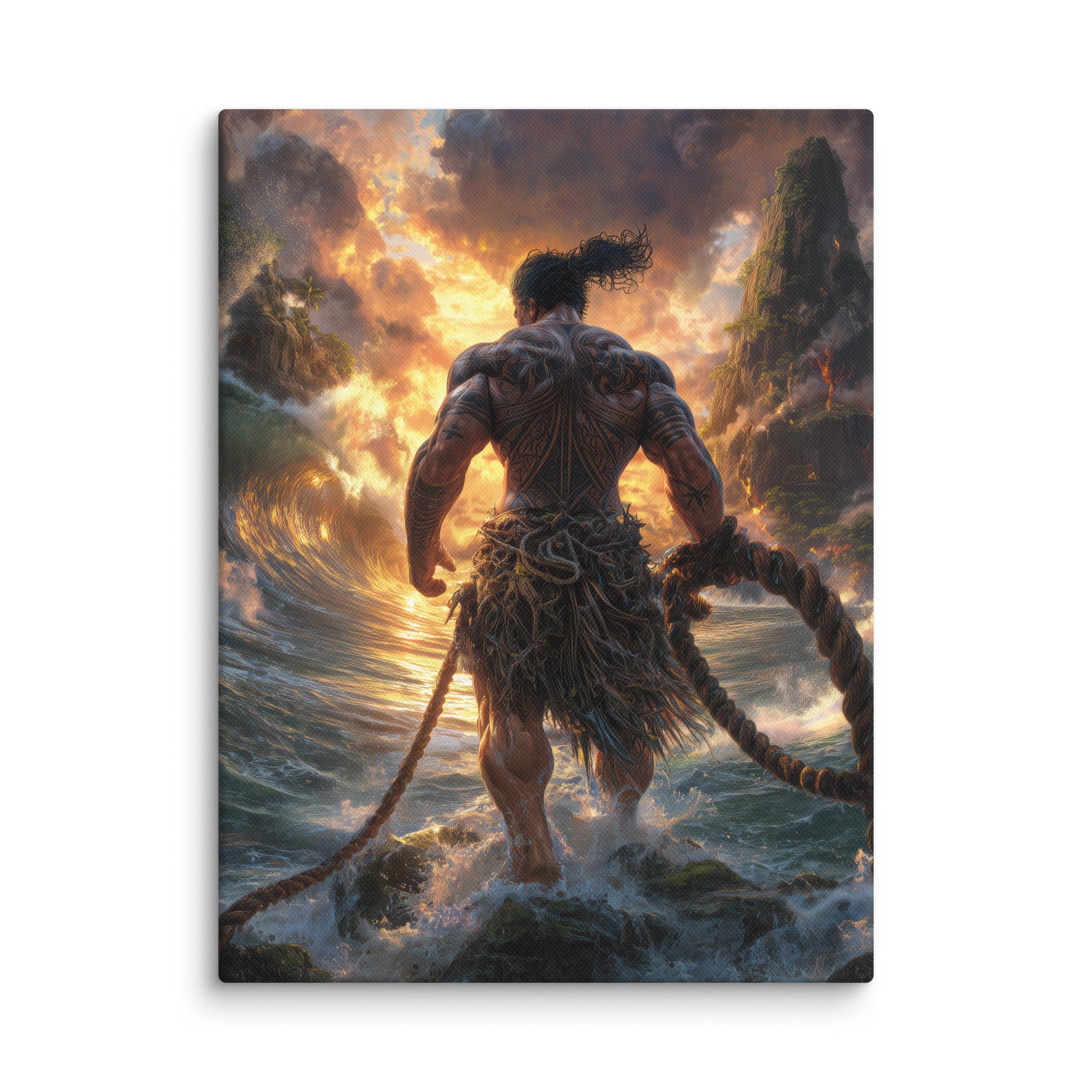Hawaiian Maui Demigod Hawaiian canvas wall art shown at 12×16 inch size