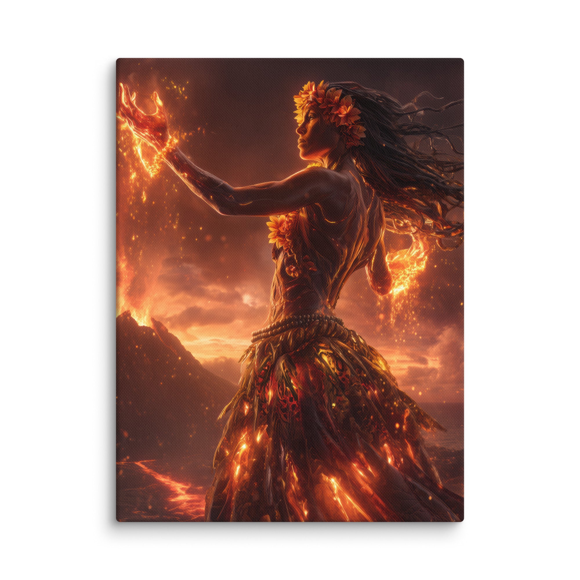 Hawaiian Pele Volcano Goddess Hawaiian canvas wall art shown at 12×16 inch size