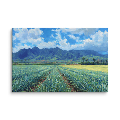 Dole Plantation pineapple fields Oahu Hawaii canvas wall art — digital oil painting print