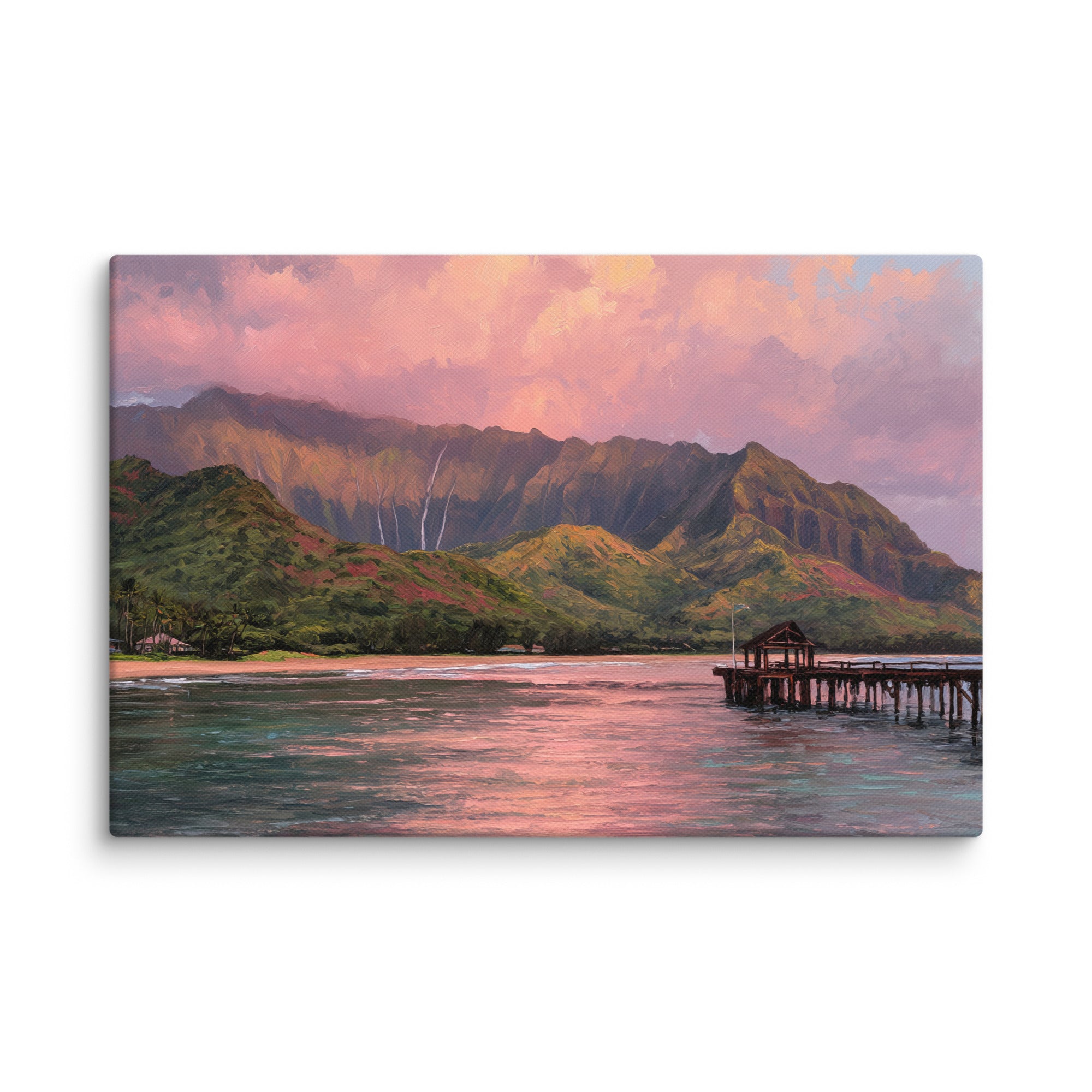 Hanalei Bay Kauai Hawaii canvas wall art — digital oil painting print