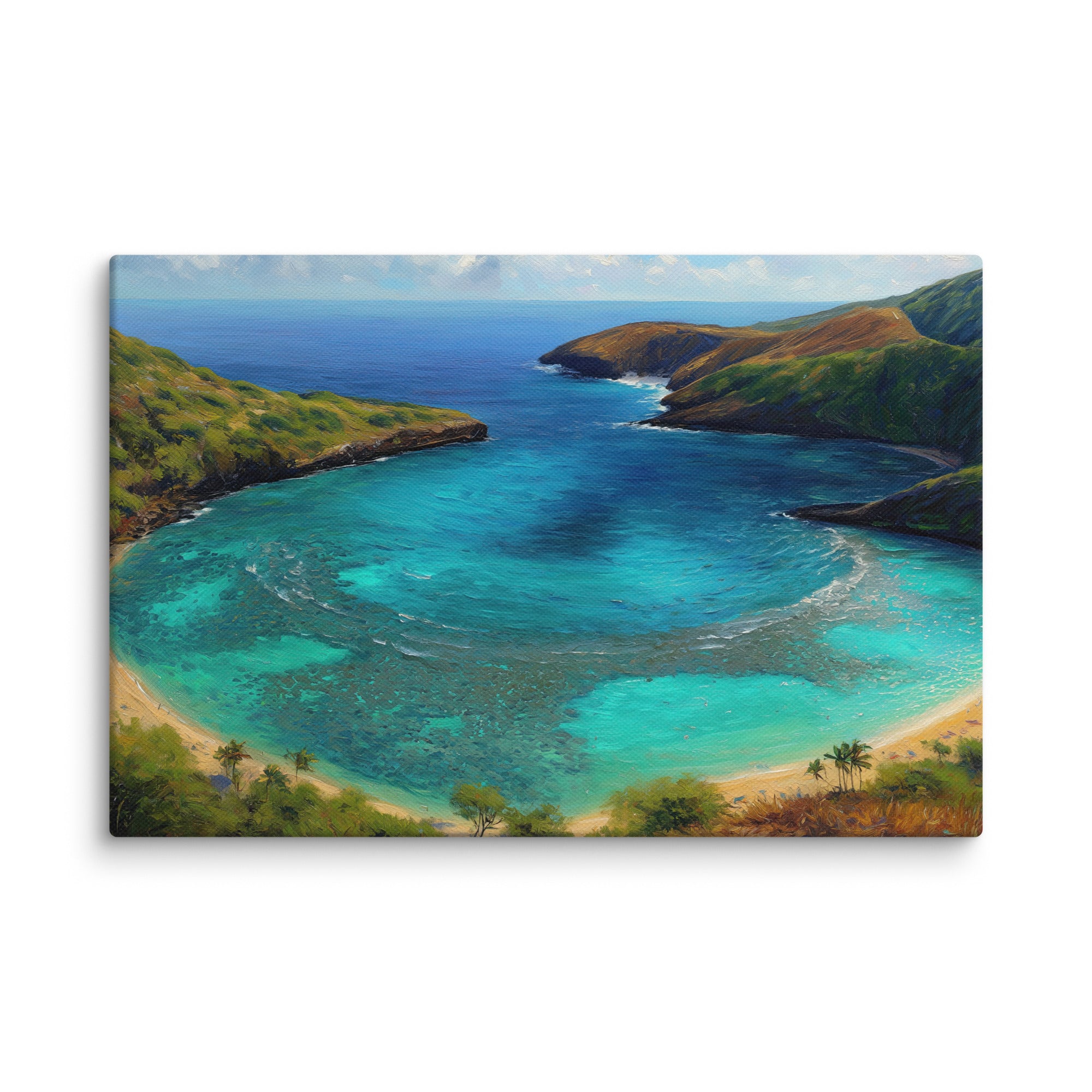 Hanauma Bay Oahu Hawaii canvas wall art — digital oil painting print