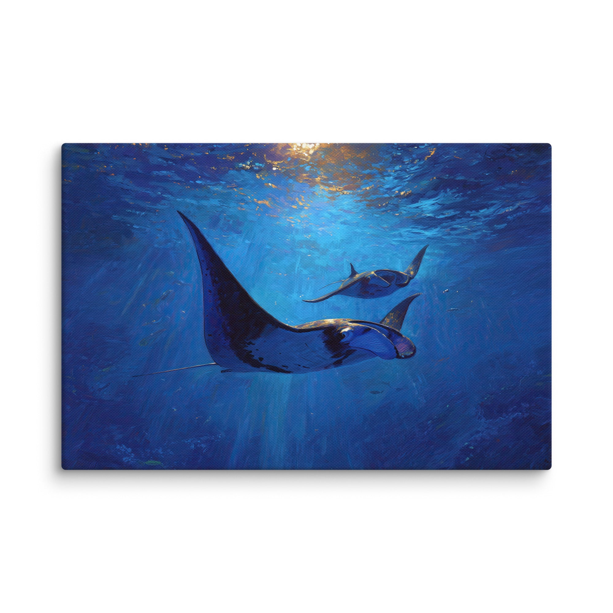 Kona Manta Ray Night Snorkel Hawaii Island Hawaii canvas wall art — digital oil painting print