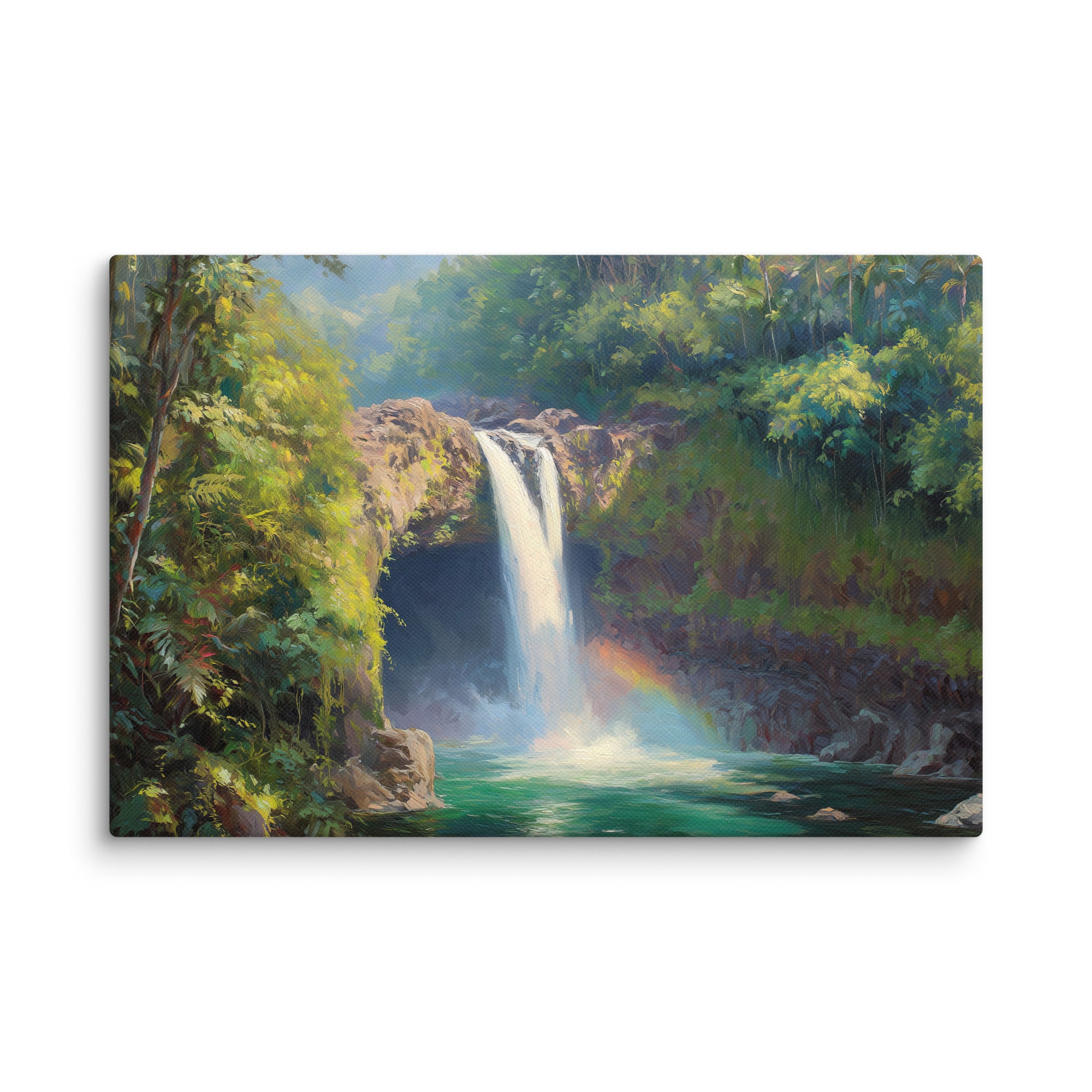 Rainbow Falls Hilo Hawaii Island Hawaii canvas wall art — digital oil painting print