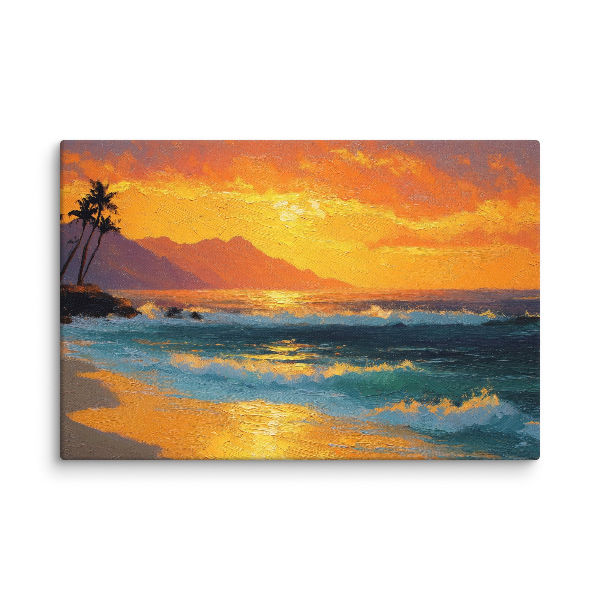 Sunset Beach North Shore Oahu Hawaii canvas wall art — digital oil painting print