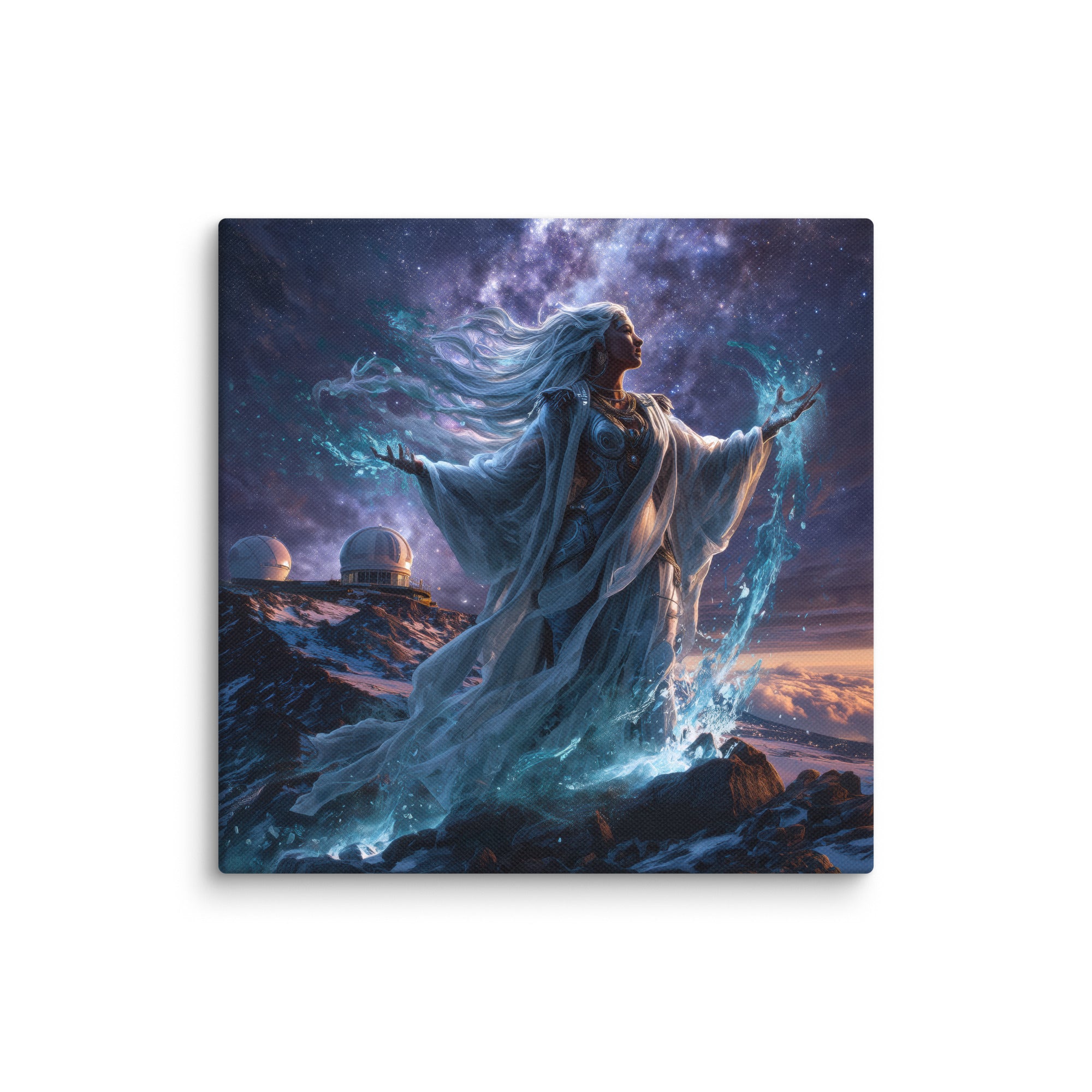 Hawaiian Poliahu Snow Goddess Hawaiian canvas wall art shown at 14×14 inch size