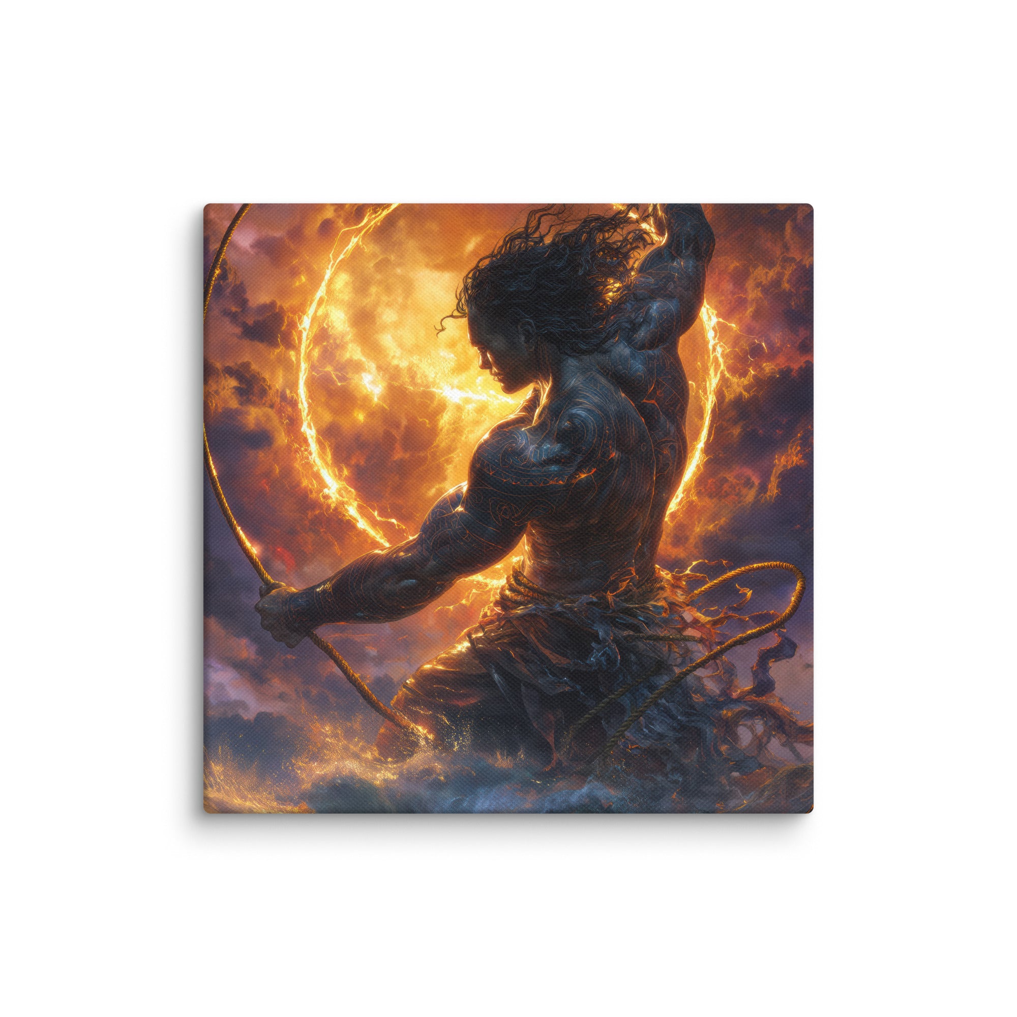 Hawaiian Maui Demigod Hawaiian canvas wall art shown at 16×16 inch size