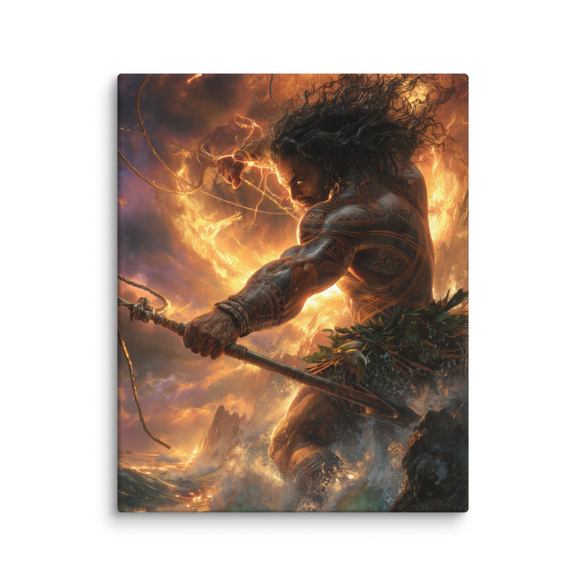 Hawaiian Maui Demigod Hawaiian canvas wall art shown at 16×20 inch size